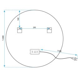 Rundt spejl med LED-lys og antidug �80, Model: Bredal