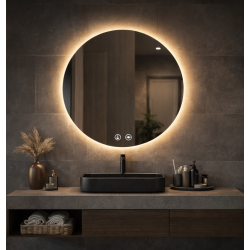 Rundt spejl med LED-lys og antidug �80, Model: Bredal