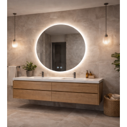 Rundt spejl med LED-lys og antidug �80, Model: Ebeltoft