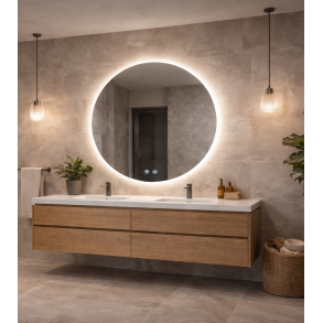 Rundt spejl med LED-lys og antidug �80, Model: Ebeltoft