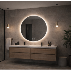 Rundt spejl med LED-lys og antidug �80, Model: Randers