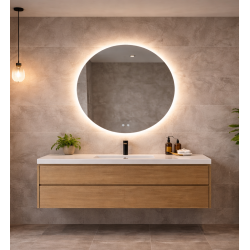 Rundt spejl med LED-lys og antidug �80, Model: Skagen