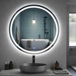 Rundt spejl med LED-lys og antidug �90, Front belysning, Model: Haderslev