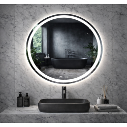 Rundt spejl med LED-lys og antidug �90, Front belysning, Model: Slagelse - Kontakt os for pris