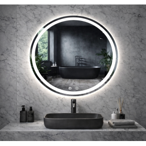 Rundt spejl med LED-lys og antidug �90, Front belysning, Model: Slagelse - Kontakt os for pris