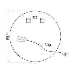 Rundt spejl med LED-lys og antidug �90, Front belysning, Model: Slagelse - Kontakt os for pris