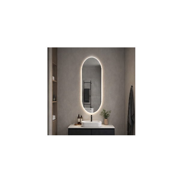 Ovalt spejl med LED lys og Antidug 50x90 cm, Model R�nde