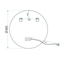 Rundt spejl med LED-lys og antidug �80, B�rstet st�l, Model: Birker�d