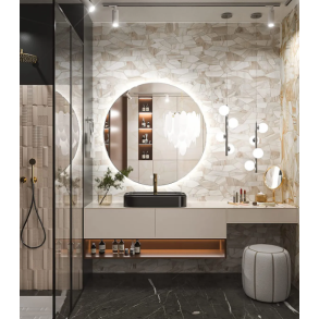 Rundt spejl med LED-lys og antidug 80, Model: Vejle