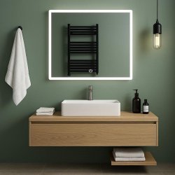 Rektangulrt spejl med LED-lys og antidug funktion 80x60 cm, Model: Vans