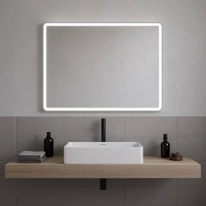 Rektangulrt spejl med LED-lys og antidug funktion 80x60 cm, Model: Vans