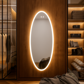 Ovalt spejl med LED lys og Antidug 50x120 cm, Model Valby