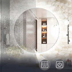 Rundt spejl med LED-lys og antidug 80, Model: Vejle