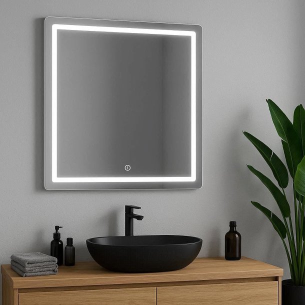 Rektangulrt spejl med LED-lys og antidug funktion B:100xH:80 cm, Model: Rnne